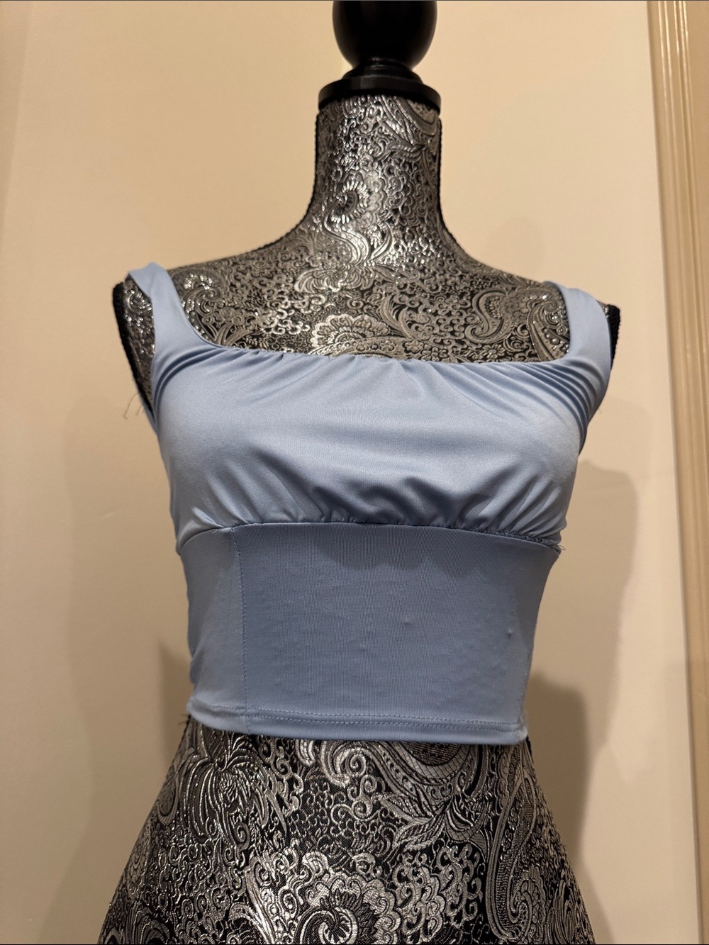 Light Blue Women's Square Neck Crop Top